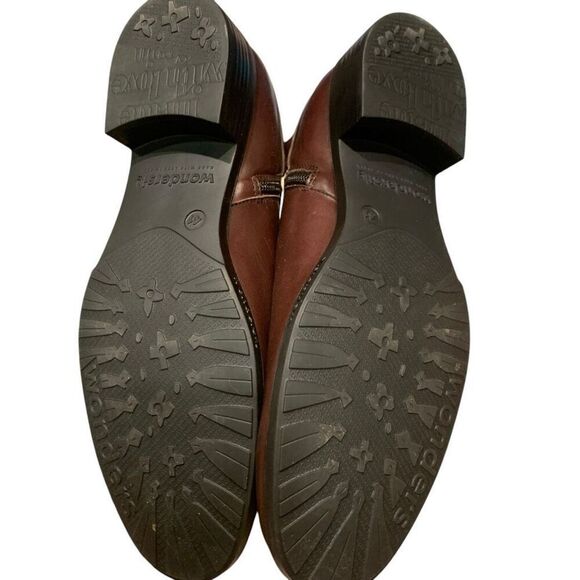 Wonders Fly Leather Chelsea Boot Ankle Height Brown Buckle Block Heel Wmn 41/10 - Picture 3 of 12